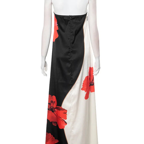 Load image into Gallery viewer, Strapless Floral Print Sexy Maxi Dress Women Gown Off-shoulder Sleeveless Backless A-line Club Long Dress Vestido
