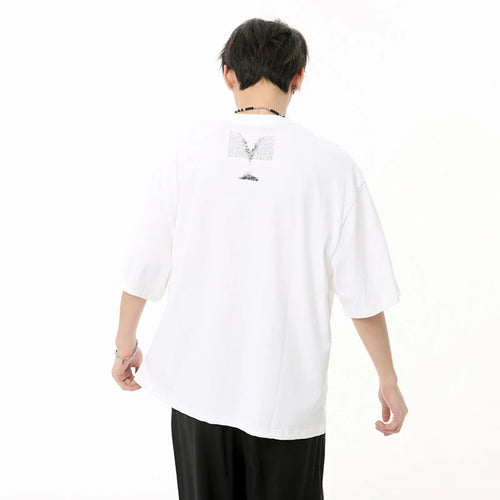 Load image into Gallery viewer, Korean Style Men&#39;s T-shirts Casual Letter Printing Tops Round Neck Short Sleeve Loose Male Clothing Summer Stylish 9C6570
