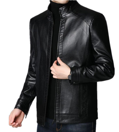 Treesolo Brand Vintage Leather Jacket Streetwear Casual Blazer Jackets Man Outerwear Men Leather Suit Jacket Men Slim Fit Coats