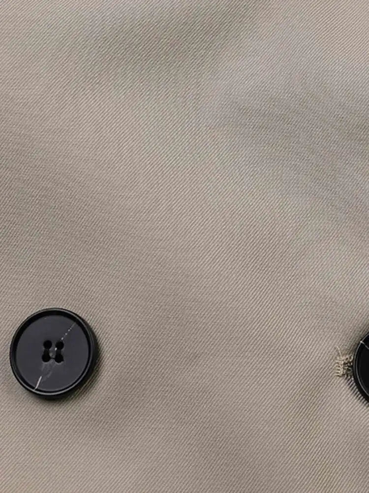 Women Gray Double Breasted Big Size Elegant Trench New Lapel Long Sleeve Windbreaker Fashion Spring Autumn 2025 2AA2434