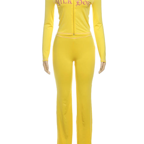 Load image into Gallery viewer, Casual Letter Print Women 2 Piece Set Tracksuit Sporty Full Sleeve Crop Jacket+Pants Matching Streetwear Skinny Outfits
