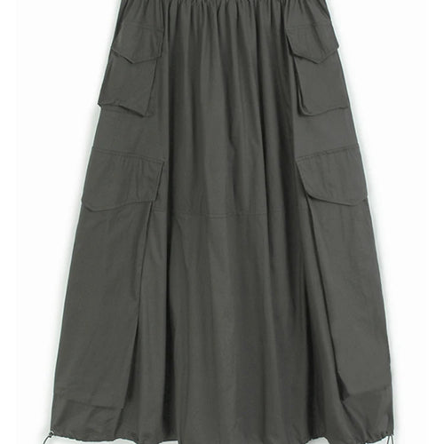 Load image into Gallery viewer, High Elastic Waist Blue Hem Drawstring Casual A-line Half-body Skirt Women Fashion Tide New Spring Autumn 2025 1DJ0863
