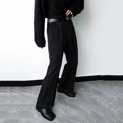 Load image into Gallery viewer, Business Casual Men&#39;s Suit Jackets Belt Solid Color Bright Line Desigh Droop Straight Wide Leg Male Bottom Simple 9C9237
