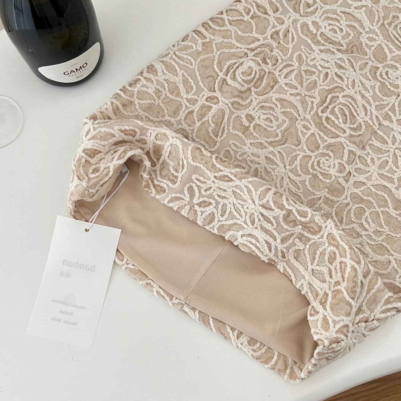 Summer 2024 Retro Beige Sequins Elegant Backless Birthday Party Short Dress Women Sexy Club Sleeveless Strapless Evening Dresses