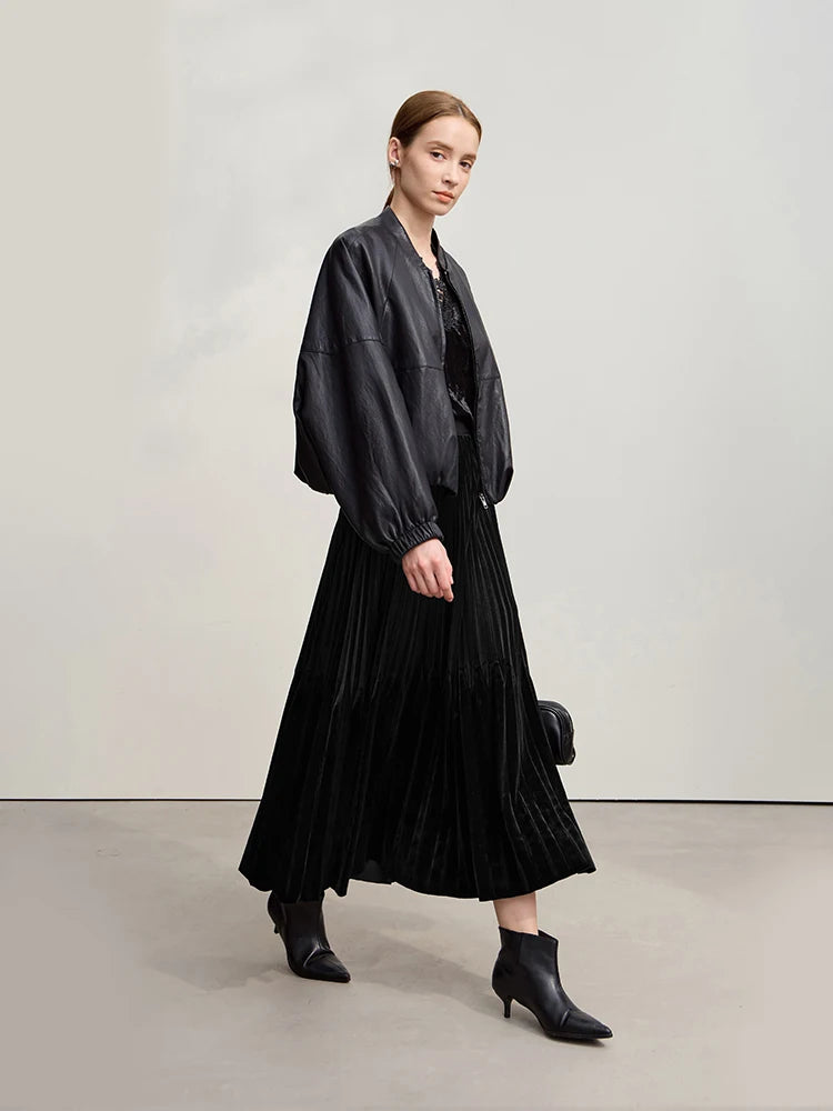 Women's Skirt 2025 Winter New Elegant A-Line Elastic Versatile Midi Skirts for Women Solid Color Loose Clothing 12544072