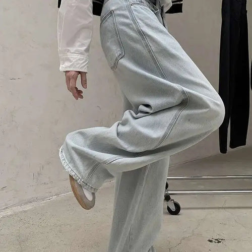 Load image into Gallery viewer, High Waist Light Blue Denim Long Casual Pocket Wide Leg Jeans New Women Trousers Fashion Tide Spring Autumn 2025 1DH8351
