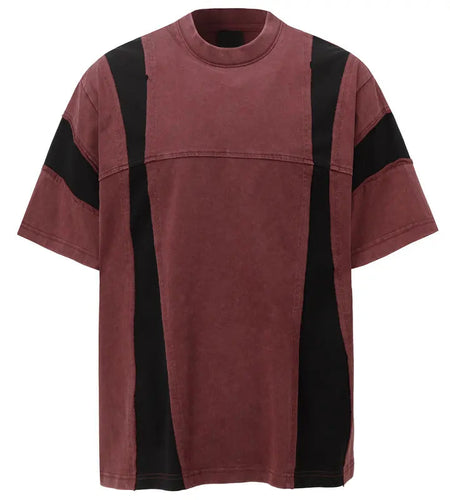 Men Vintage T-Shirt Y2K Grunge Patchwork Sport Urban Tshirt Streetwear Hip Hop Harajuku Punk Gothic Baggy Casual Cotton Top