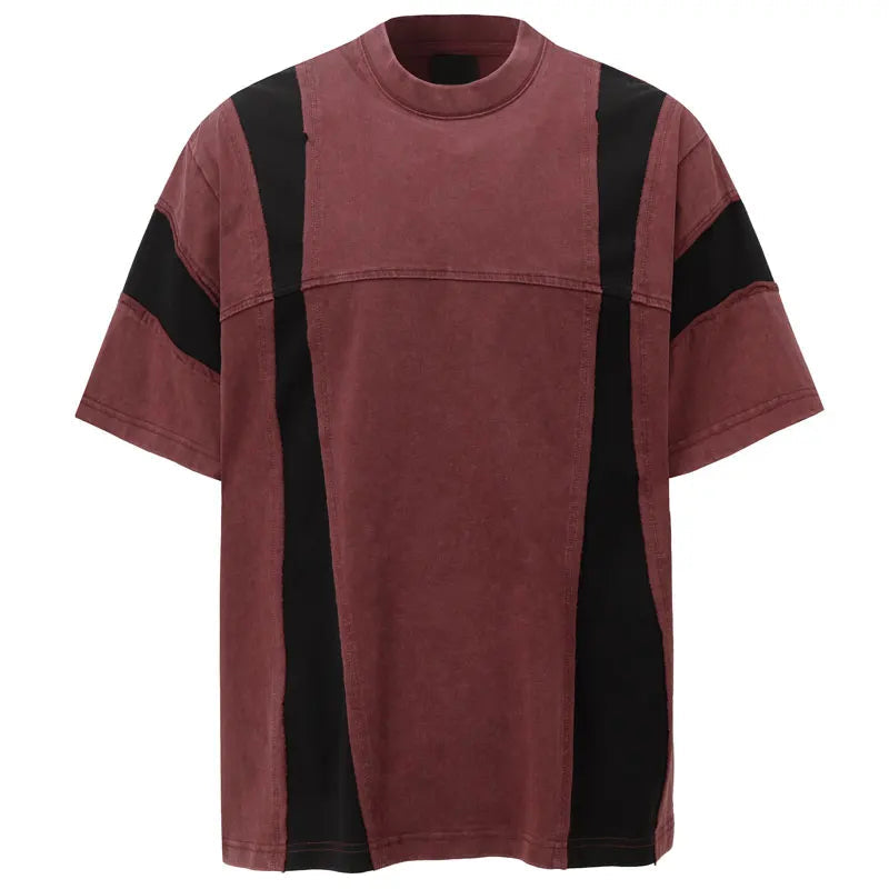 Men Vintage T-Shirt Y2K Grunge Patchwork Sport Urban Tshirt Streetwear Hip Hop Harajuku Punk Gothic Baggy Casual Cotton Top