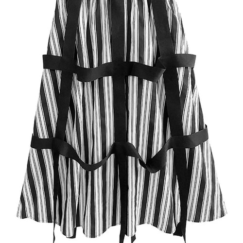 Load image into Gallery viewer, High Elastic Waist Striped Ribbons Long A-line Casual Half-body Skirt Women Fashion Tide New Spring Autumn 2025 1DH8206
