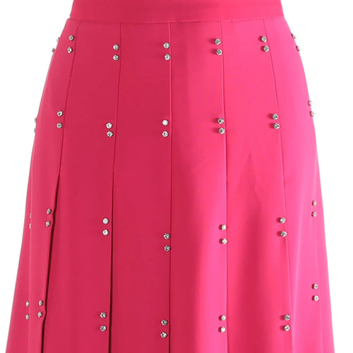 Load image into Gallery viewer, High Waist Rose Red Rivet Pleated Elegant Long A-line Half-body Skirt Women Fashion Tide New Spring Autumn 2025 1DJ0915
