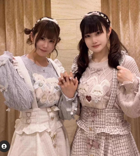 Japanese Rabbit Cartoon Embroidery Kawaii Cute Sweater Women Preppy Style Bow Knitted Jumper Fairy Twist Csual Loose Pullover