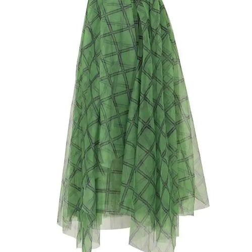 Load image into Gallery viewer, High Elastic Waist Green Plaid Irregular Long Casual Half-body Skirt Women Fashion Tide New Spring Autumn 2025 2A47406
