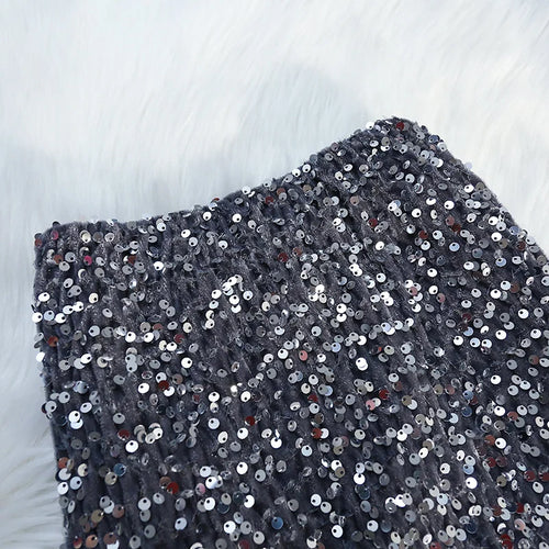 Load image into Gallery viewer, Korean Style Fashion Sequin Design Long Skirts For Women All Season Ladies Casual Streetwear All Match Sexy Split Midi Skirt
