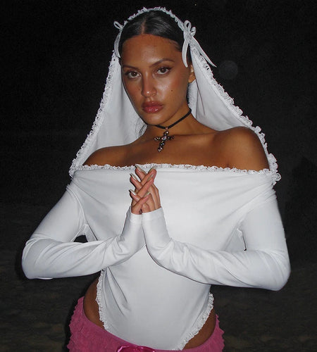 Streetwear Solid Hooded Off Shoulder Romper For Women Vintage Slim Long Sleeve Lace Patchwork Holiday Party Bodysuits