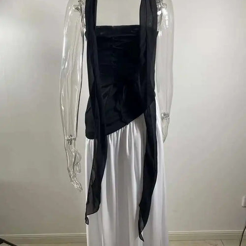 Load image into Gallery viewer, Strapless Off-shoulder Sexy Maxi Dress For Women Gown Patchwork Scarf Collar Thigh High Split Club Party Long Dress
