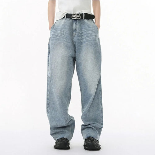 Load image into Gallery viewer, Men's Jeans Solid Color Design Personalized Pleated Casual Curved Knife Fashion Loose Washed Male Denim Pants Summer 9W1587
