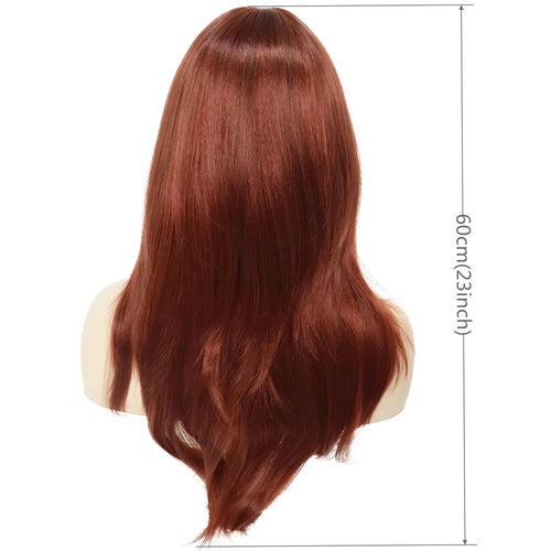 Load image into Gallery viewer, Synthetic Hair Wigs for White Women Red Brown Wig with Bangs Long Straight Wigs Natural Looking Wigs for Mother Daily
