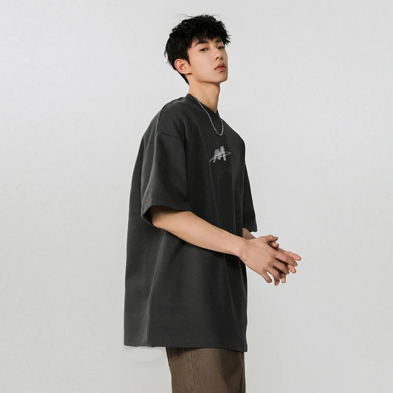 Men's T-shirts Short Sleeve New Korean Style Summer Letter Printing Design Solid Color Stylish Pullover Menwear 9W1759