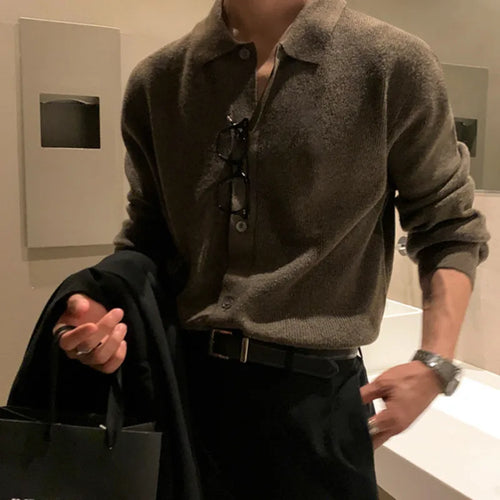 Load image into Gallery viewer, Cardigan Men&#39;s Sweater Autumn Korean Fashion Loose Trend Light Long Sleeve Knitted Solid Color Male Tops Casual 9A5469
