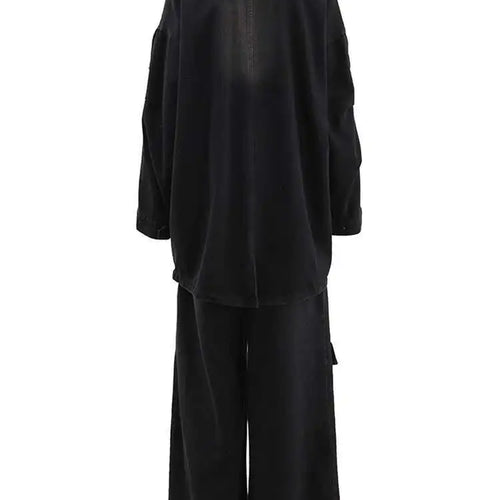 Load image into Gallery viewer, Big Size Denim  Jacket Wide Leg Pants Two Piece Suit New Lapel Long Sleeve Women Fashion Tide Spring Autumn 2025 CPG1716
