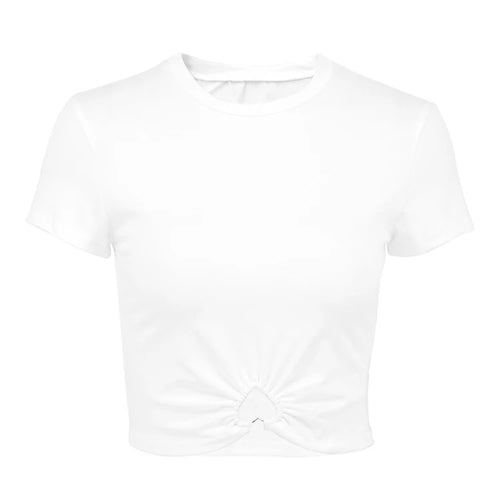Load image into Gallery viewer, New Tees Women 2025 Summer Sexy White Crop Top Streetwear Slim O-Neck Fashion Versatile Casual Short Sleeve Basic T-shirt Female
