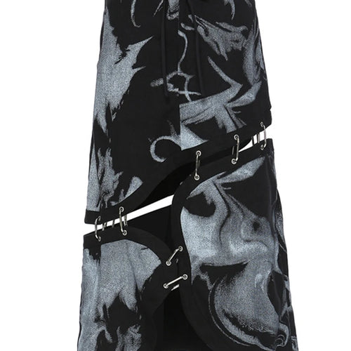 Load image into Gallery viewer, High Waist Black Detachable Irregular Printed Denim Half-body Skirt Women Fashion Tide New Spring Autumn 2025 1DH4523

