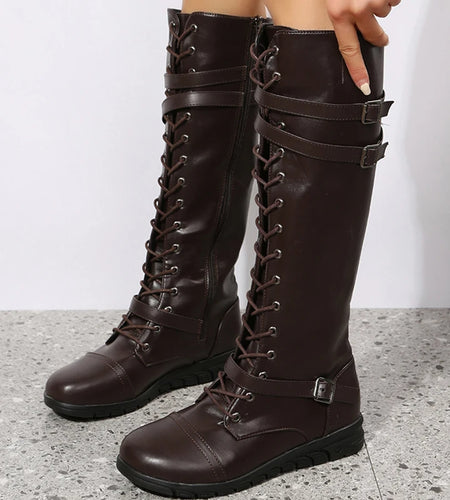 Boots Long Winter Boots Women New PU Leather High Botas Mujer Fashion Women's High Knee Boots Luxury Footwear Winter Shoes Woman