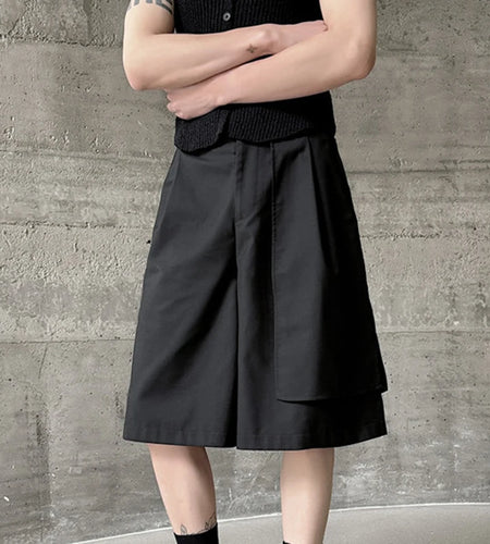 Men's Casual Shorts Irregular Design Dark Style Warrior Pants Summer Fashion Solid Color Versatile Clothing 9C5911