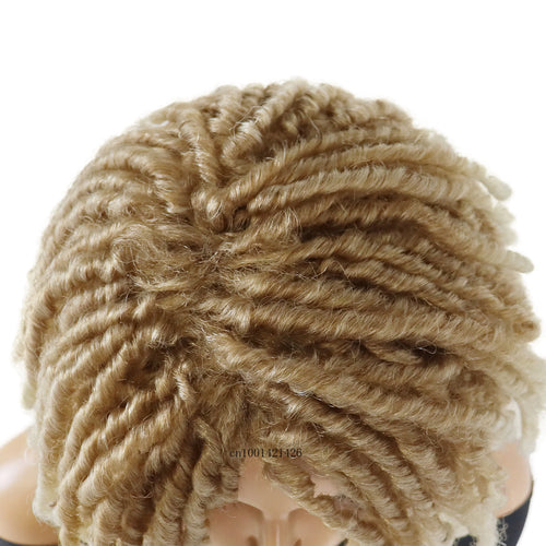 Load image into Gallery viewer, Synthetic Hair Coiled Twists Wigs Women Short Dreadlocks Afro Curly Hairstyles Layered Twisted Locks Locs Realistic Weaving Cap
