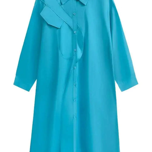 Load image into Gallery viewer, Women Purple Irregular Spliced Big Size Shirt Dress New Lapel Long Sleeve Loose Fit Fashion Spring Autumn 2025 1DH0654
