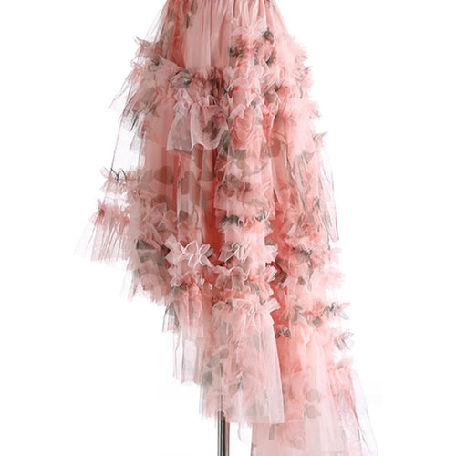 Load image into Gallery viewer, High Elastic Waist Apricot Mesh Irregular Ball Gown Half-body Skirt Women Fashion Tide New Spring Autumn 2025 1DJ1274
