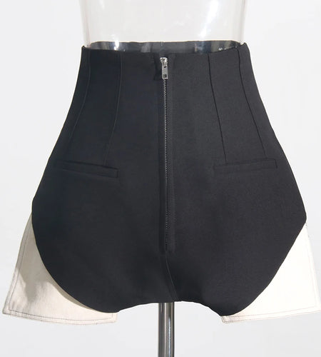 Hit Color Casual Shorts For Women High Waist Patchwork Button Streetwear Slim Pants Summer Female Fashion Clothing