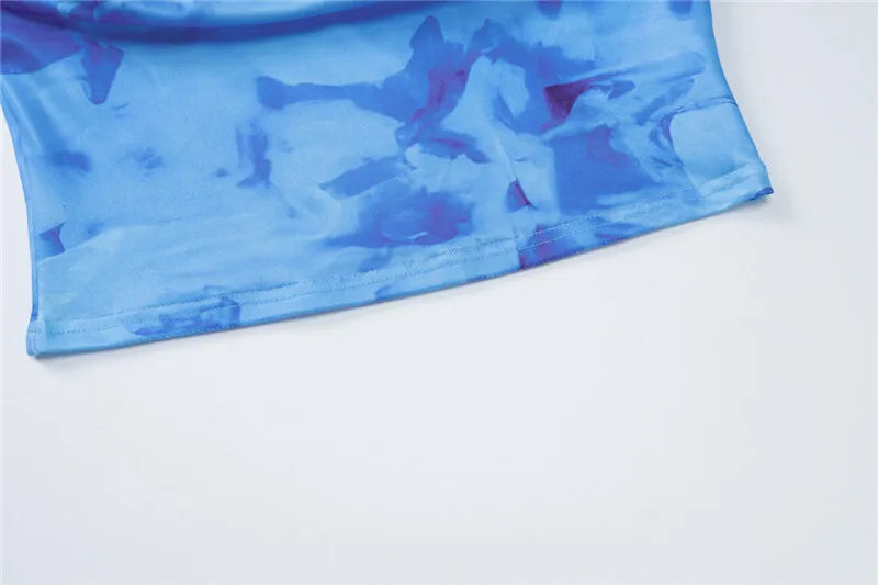 Strapless Print Sexy Two Piece Sets Women Spaghetti Strap Crop Tops And Maxi Skirt Female Elegant Printed 2 Piece Sets