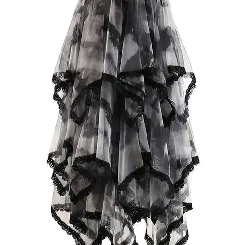 Load image into Gallery viewer, High Elastic Waist Red Irregular Lace Mesh A-line Midi Half-body Skirt Women Fashion Tide New Spring Autumn 2025 1DH9407
