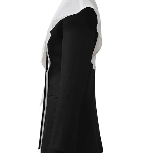 Load image into Gallery viewer, Women White Black Color-block Chiffon Elegant Blazer New Lapel Long Sleeve Jacket Fashion Tide Spring Autumn 2025 CPDB137
