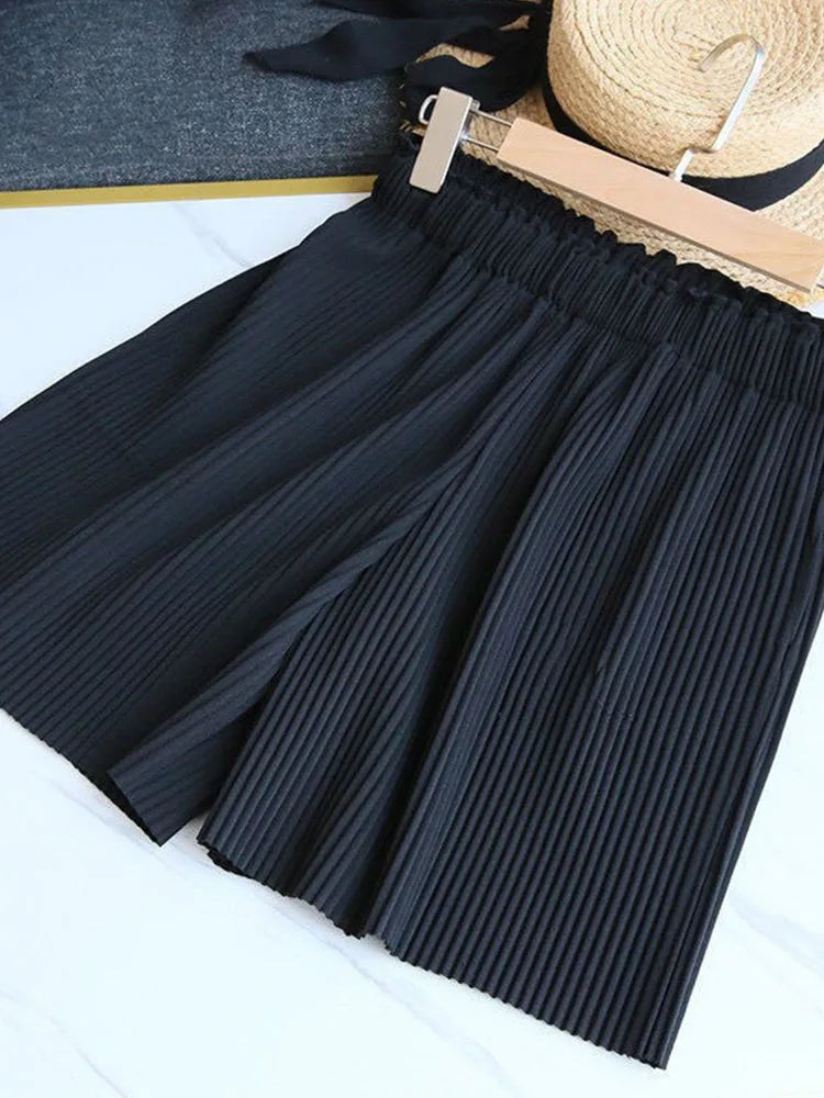 Women Shorts Harajuku Summer wide-leg Pants Leisure Loose Korean Style Solid Color woman's Shorts
