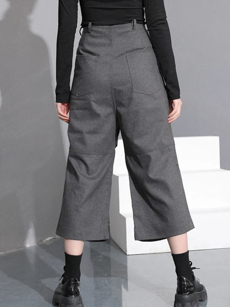 High Waist Gray Brief Pleated Long Wide Leg Trousers New Loose Fit Pants Women Fashion Tide Spring Autumn 2025 YA77402