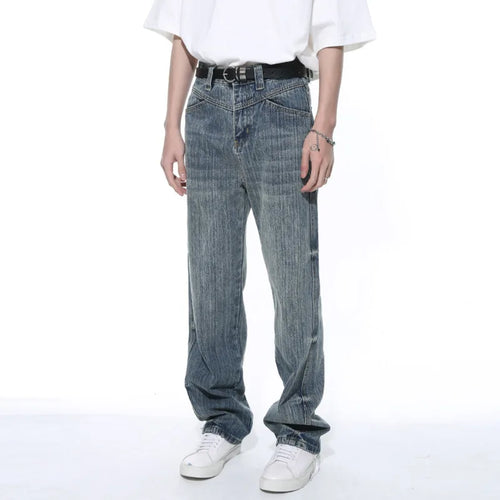 Load image into Gallery viewer, American Style Jeans Fashion Long Wide Leg Denim Pants Zipper Pocket Casual Loose Summer Male Trousers 9C5252
