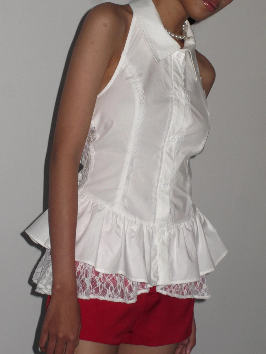 Solid Spliced Button Slimming Vests For Women Lapel Sleeveless Tunic Temperament Chic Vests Female Fashion Style