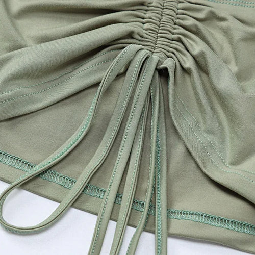 Load image into Gallery viewer, Sexy Two Piece Set Women Outfit Green Strapless Full Sleeve Crop Top And Mini Skirt Matching Sets Female Dress Set
