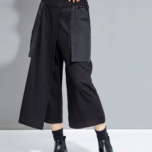 Load image into Gallery viewer, High Elastic Waist Black Spliced False Two Calf-Length Pants New Trousers Women Fashion Tide Spring Autumn 2025 1DJ0909
