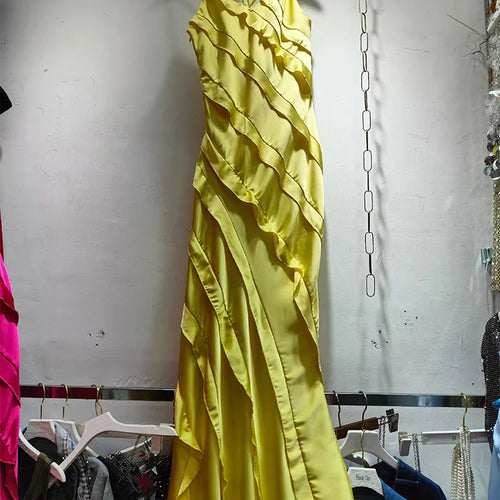 Load image into Gallery viewer, Solid Slimming Long Dresses For Women Square Neck Sleeveless High Waist Temperament Dress Female Fashion Style New
