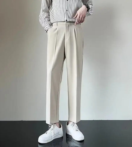 Men's Suit Pants Straight Leg Loose Fitting Male Spring Style Ice Silk Drop Casual Trendy Summer Trousers 2025 9W1210