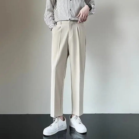 Men's Suit Pants Straight Leg Loose Fitting Male Spring Style Ice Silk Drop Casual Trendy Summer Trousers 2025 9W1210
