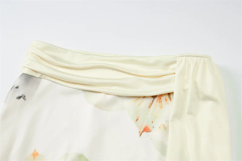 Mesh Print Skirt Two Piece Sets Women Halter Backless Tank Tops And Maxi Skirt Female Slim Summer Split Dress Sets