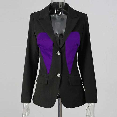 Load image into Gallery viewer, Hit Color Slimming Fashion Blazers for Women Lapel Long Sleeves Patchwork Single Breasted Blazer Female Clothes New
