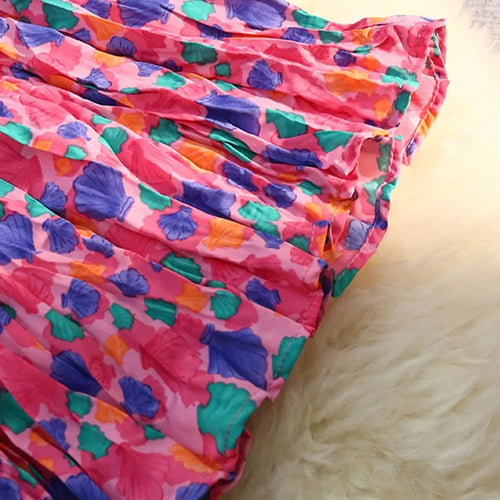 Load image into Gallery viewer, Vintage Floral Print Skirt Women's Summer Sweet Pleated Skirt Elastic High Waist A-line Fashion Plissee Skirts Elegant
