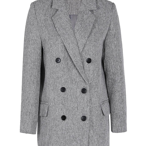 Load image into Gallery viewer, Women Gray Brief Double Breasted Elegant Blazer New Lapel Long Sleeve Jacket Fashion Tide Spring Autumn 2025 CPG1170
