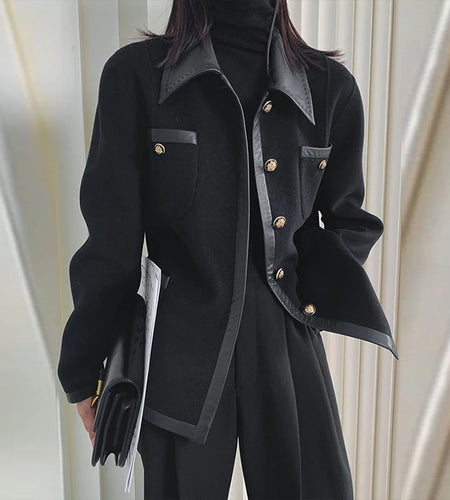 Autumn Casual Jackets for Women 2025 New Loose Lapel Buttoned Split-joint with Pocket Coat Winter Clothes for Woman