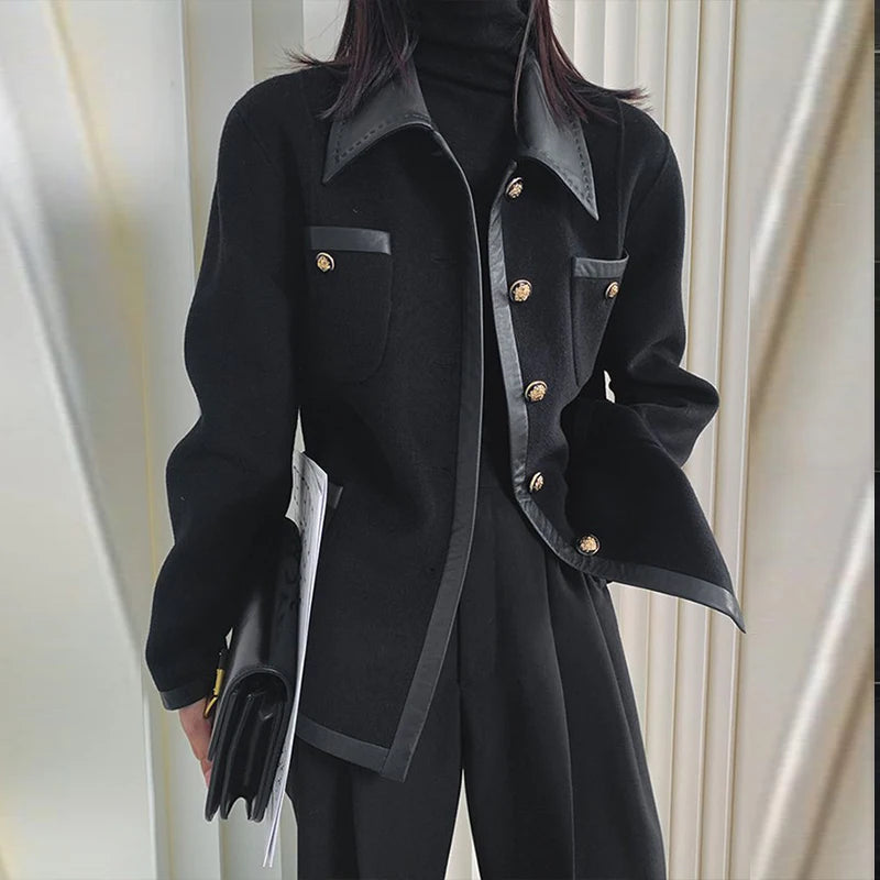 Autumn Casual Jackets for Women 2025 New Loose Lapel Buttoned Split-joint with Pocket Coat Winter Clothes for Woman